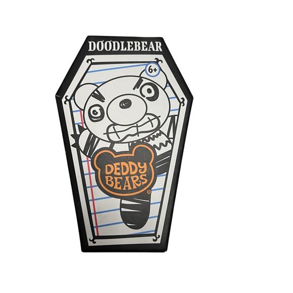 Deddy Bears Mini Series 3 Doodlebear Plush In Coffin Box 5" White & Black - Picture 1 of 2